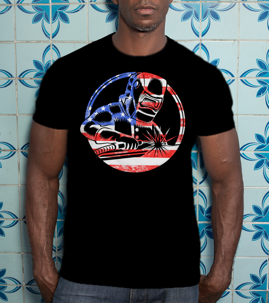 American Flag Welding USA Worker Welder T-Shirt