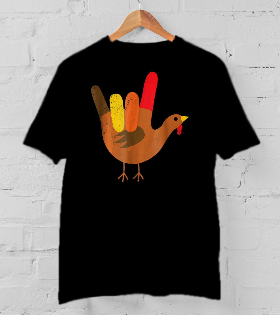 American Sign Language I Love You Thanksgiving Turkey T-Shirt