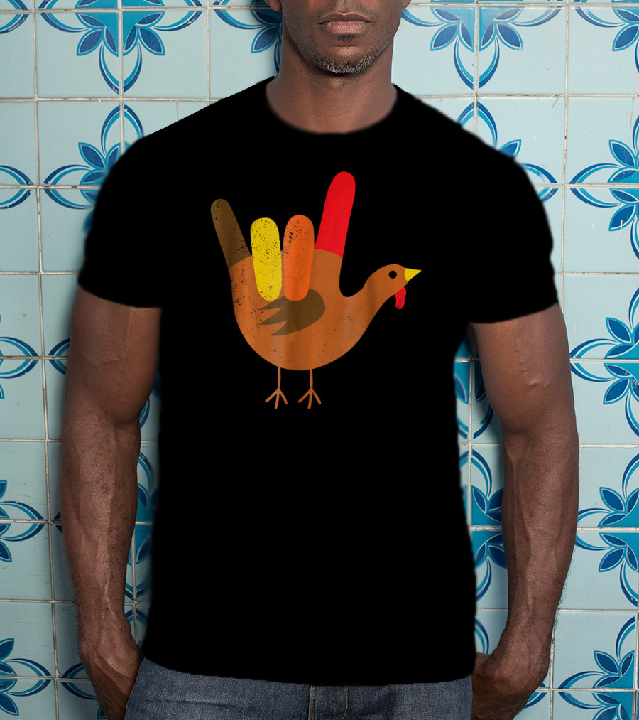 American Sign Language I Love You Thanksgiving Turkey T-Shirt