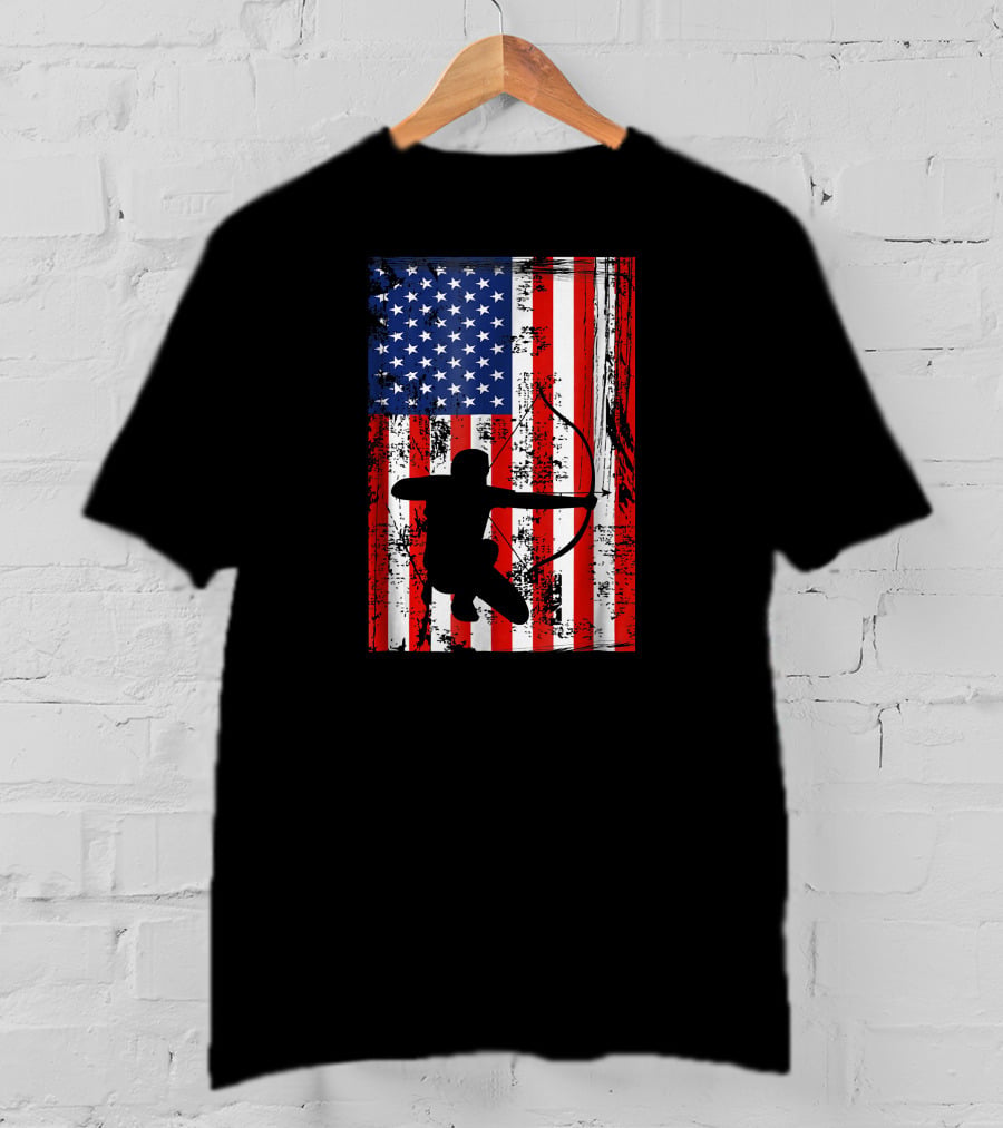 American Flag Archery Bow Archer T-Shirt