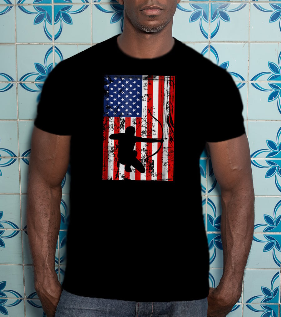 American Flag Archery Bow Archer T-Shirt