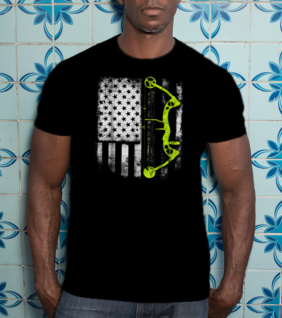 USA Flag Archery Compound Bow T-Shirt