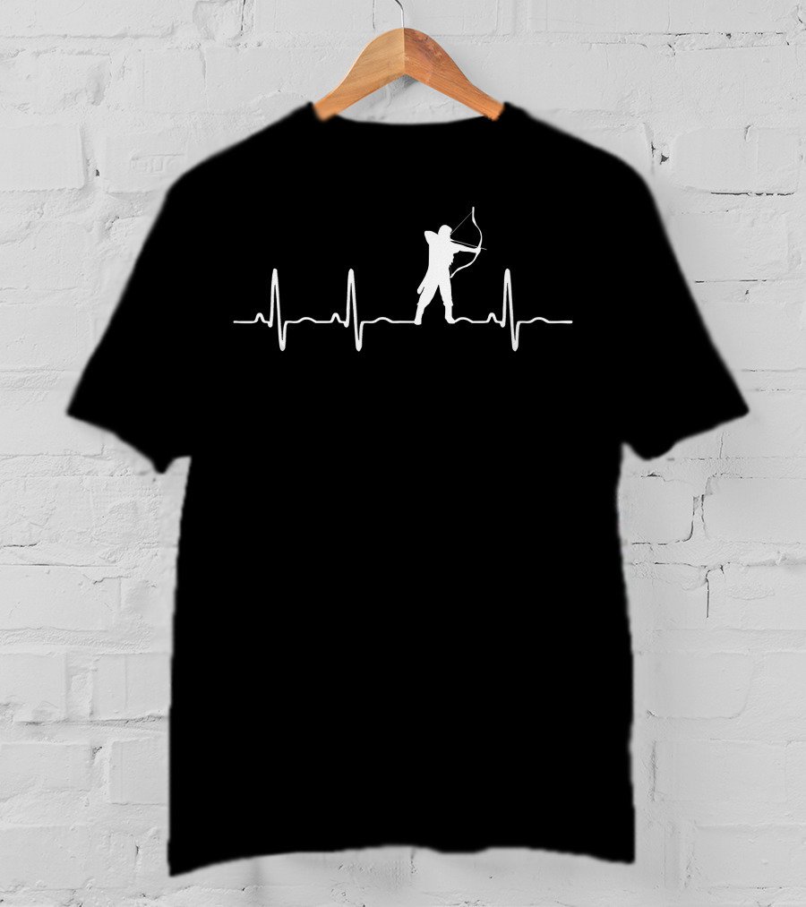 Archery Heartbeat Bow And Arrow Silhouette I Love T-Shirt