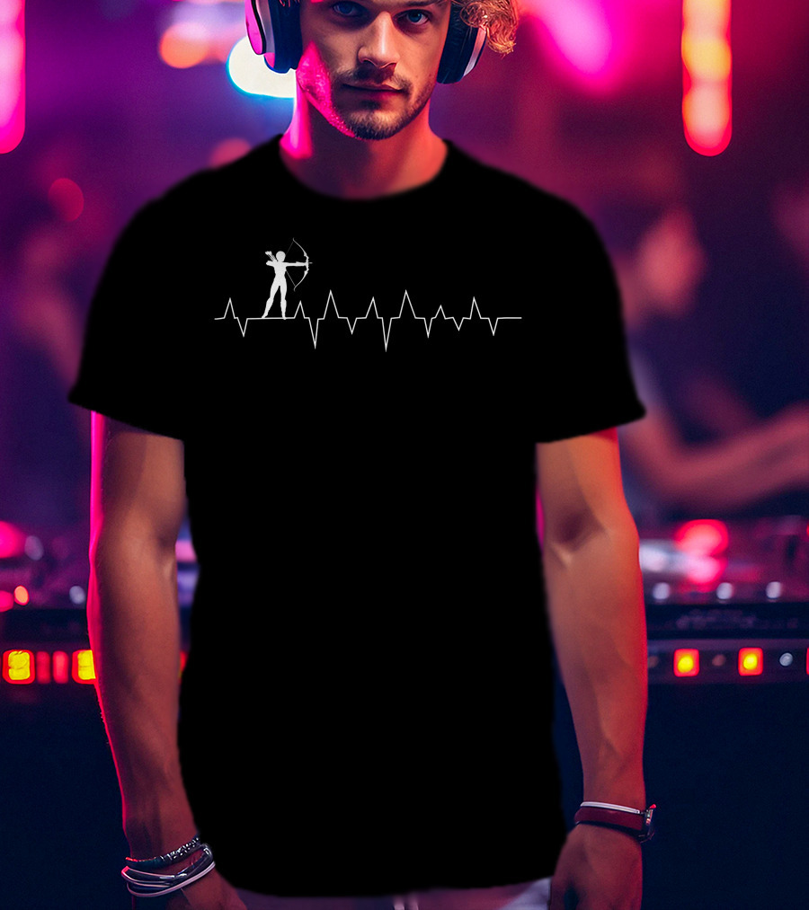 Archery Heartbeat Archer Silhouette Line T-Shirt