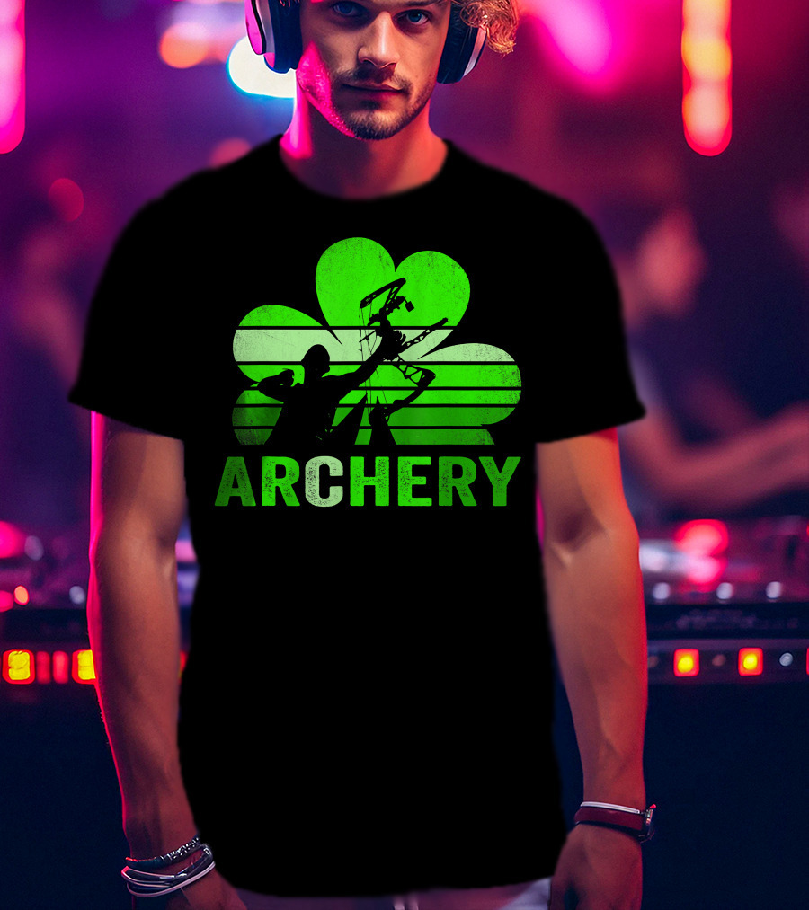 Archery Shamrock St Patrick's Day Bow And Arrow T-Shirt