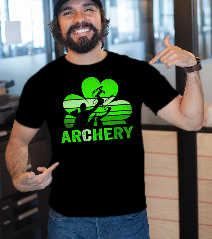 Archery Shamrock St Patrick's Day Bow And Arrow T-Shirt