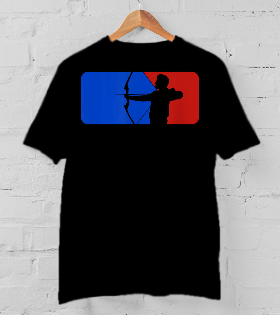 Archery Fans Lovers Bow Arrow Silhouette Red Blue T-Shirt