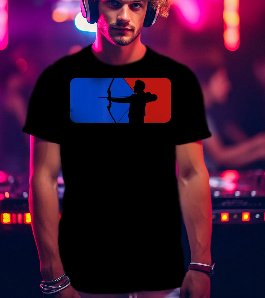 Archery Fans Lovers Bow Arrow Silhouette Red Blue T-Shirt