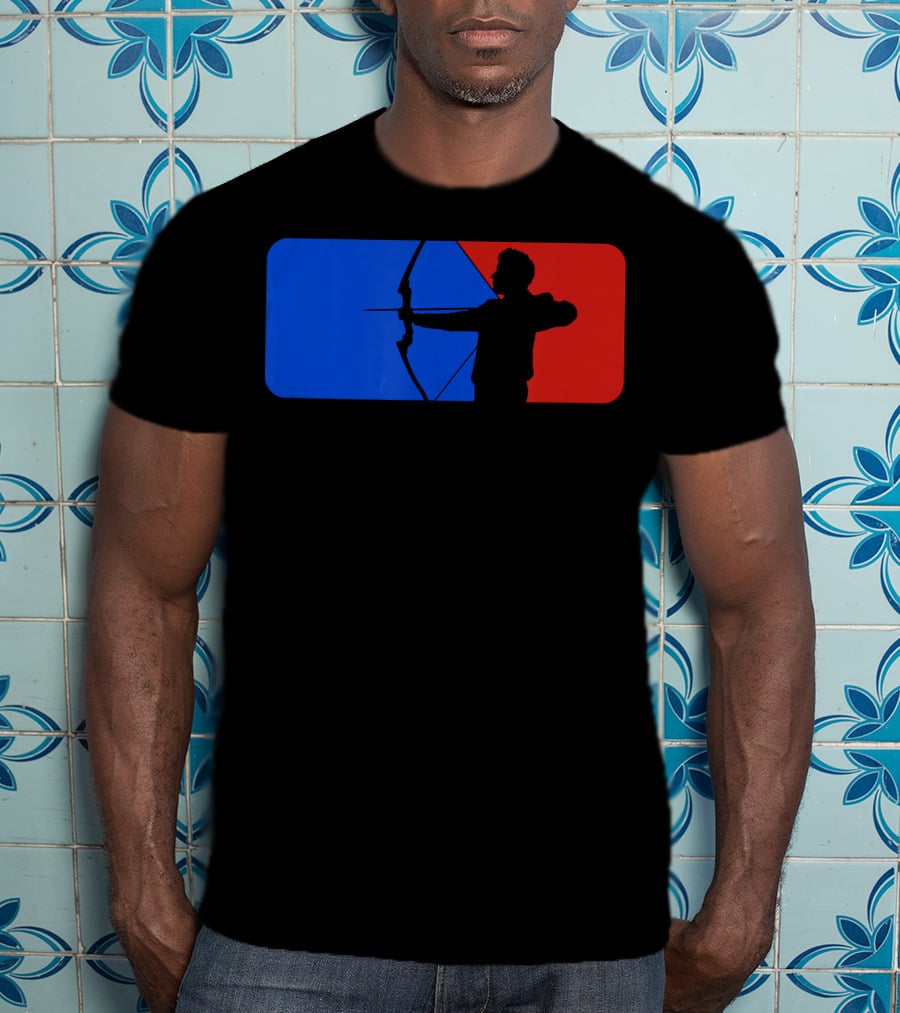Archery Fans Lovers Bow Arrow Silhouette Red Blue T-Shirt