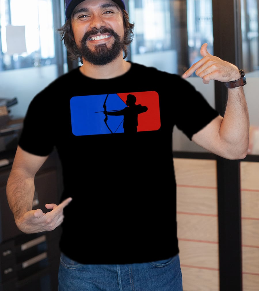 Archery Fans Lovers Bow Arrow Silhouette Red Blue T-Shirt