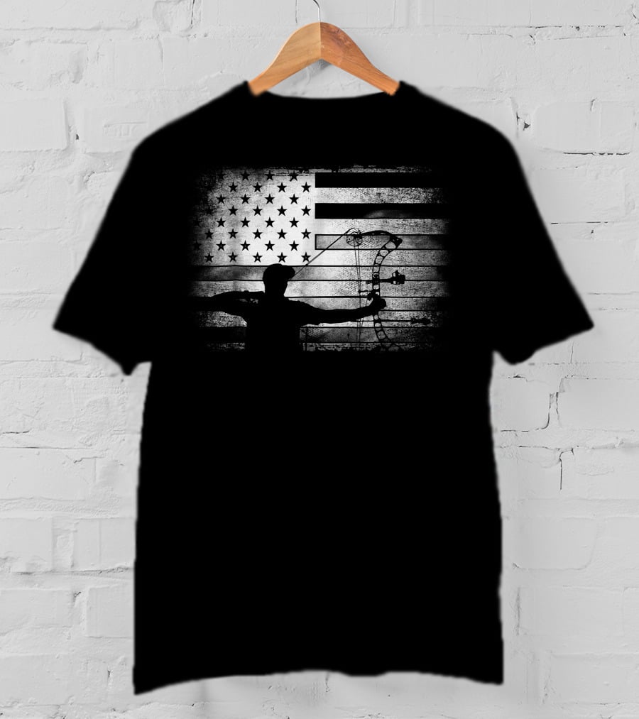 Archery American Flag USA Bow Hunter T-Shirt