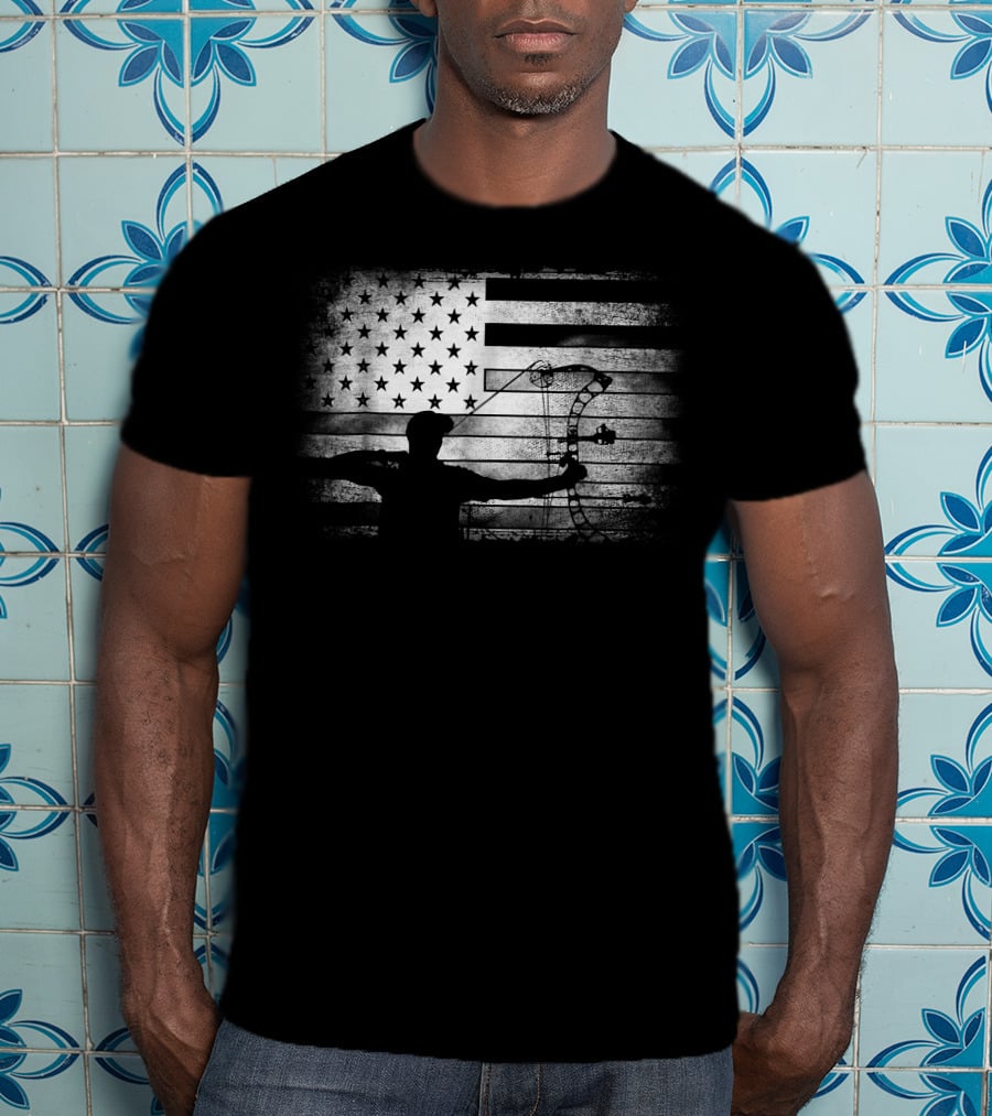 Archery American Flag USA Bow Hunter T-Shirt