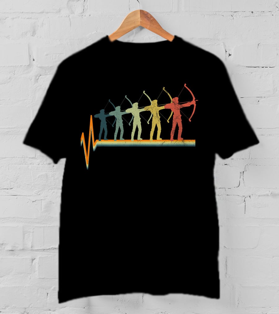 Archery Bow Hunting Silhouette Evolution Heartbeat T-Shirt