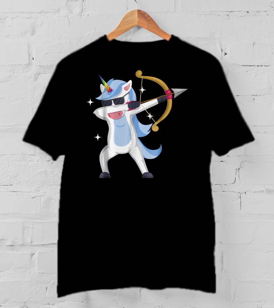 Unicorn Dabbing Archery Magic Arrow Bow T-Shirt