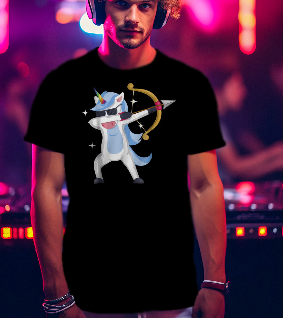 Unicorn Dabbing Archery Magic Arrow Bow T-Shirt