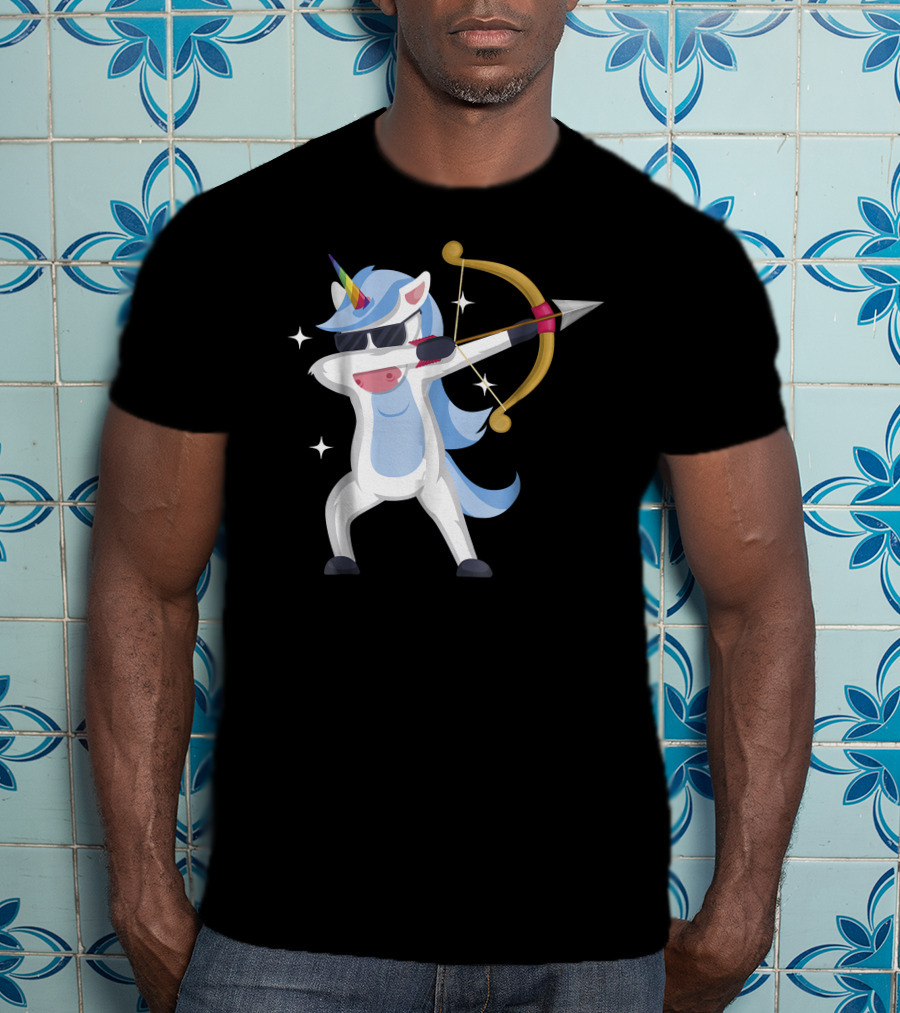 Unicorn Dabbing Archery Magic Arrow Bow T-Shirt
