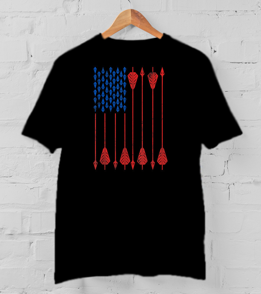 USA American Flag Made Of Arrows Archery T-Shirt