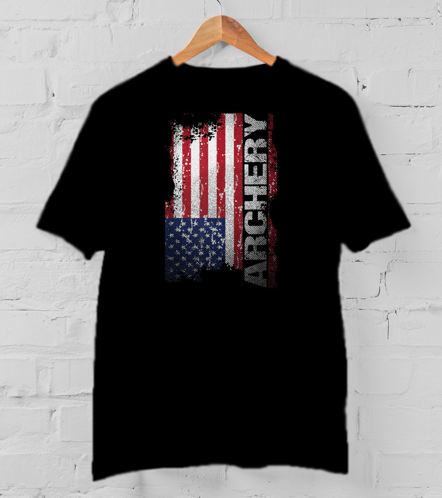 Archery American Flag Distressed Patriotic T-Shirt