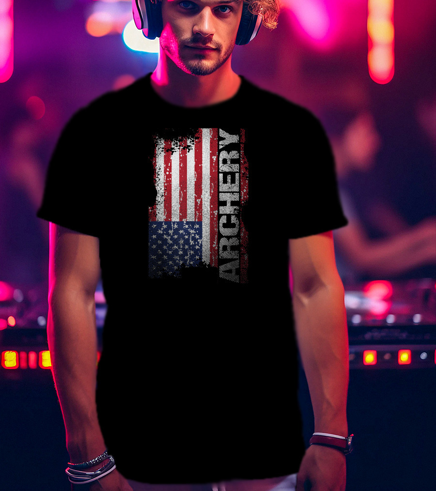 Archery American Flag Distressed Patriotic T-Shirt