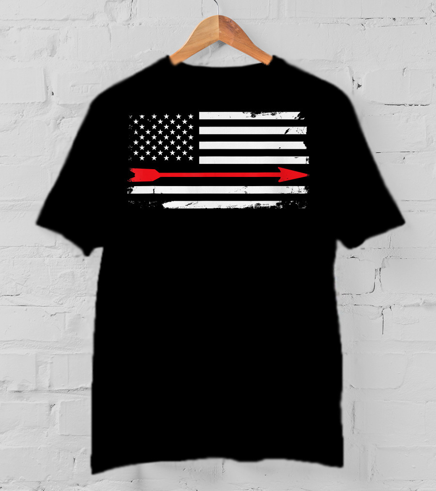 Vintage American Flag With Red Arrow Archery T-Shirt