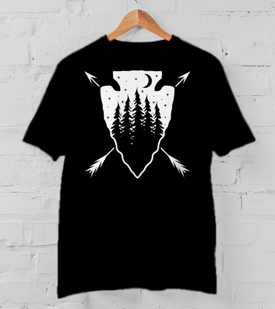 Arrowhead Pine Forest Under Moonlit Starry Sky T-Shirt
