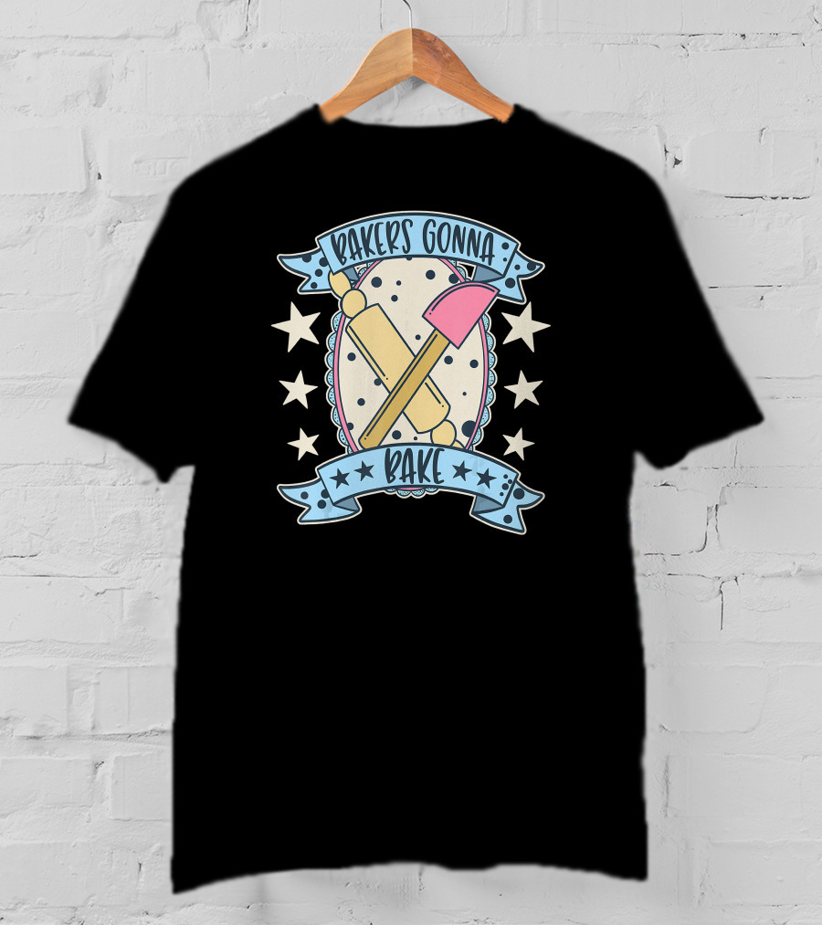 Bakers Gonna Bake Cute Vintage Rolling Pin And Spatula Star T-Shirt