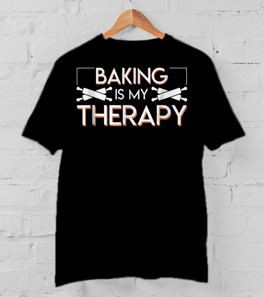 Baking Is My Therapy Rolling Pins Crossed Humor T-Shirt