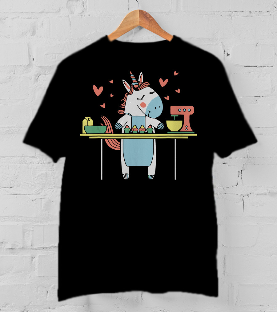 Baking Unicorn Cupcakes With Hearts And Mixer T-Shirt