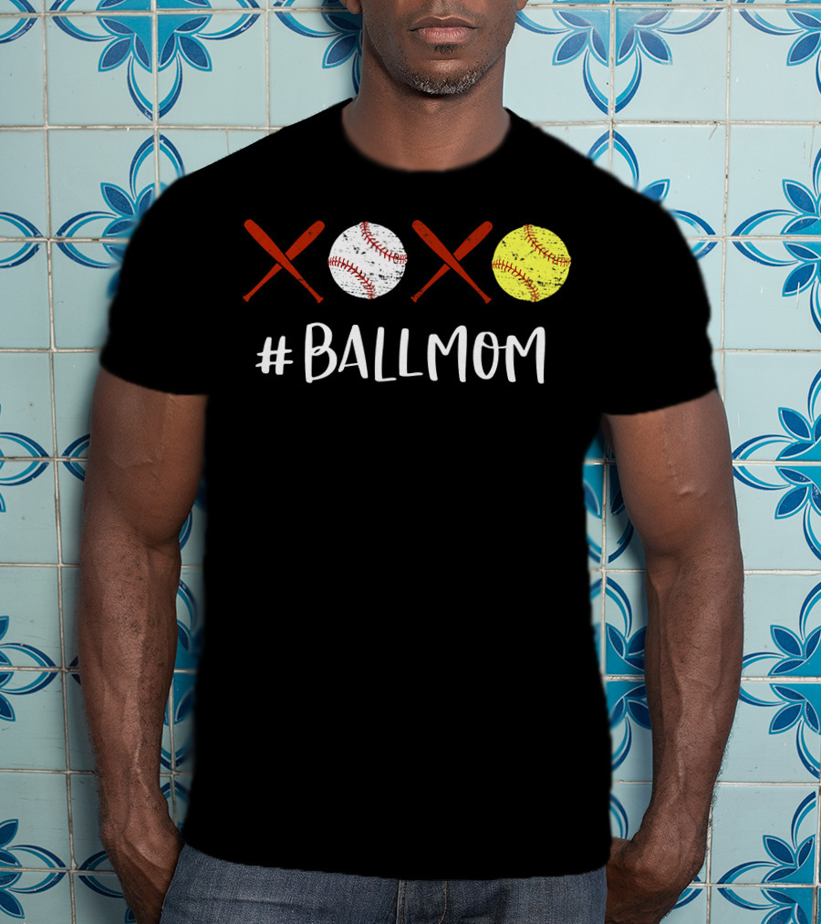 Ball Mom Baseball Softball XOXO T-Shirt