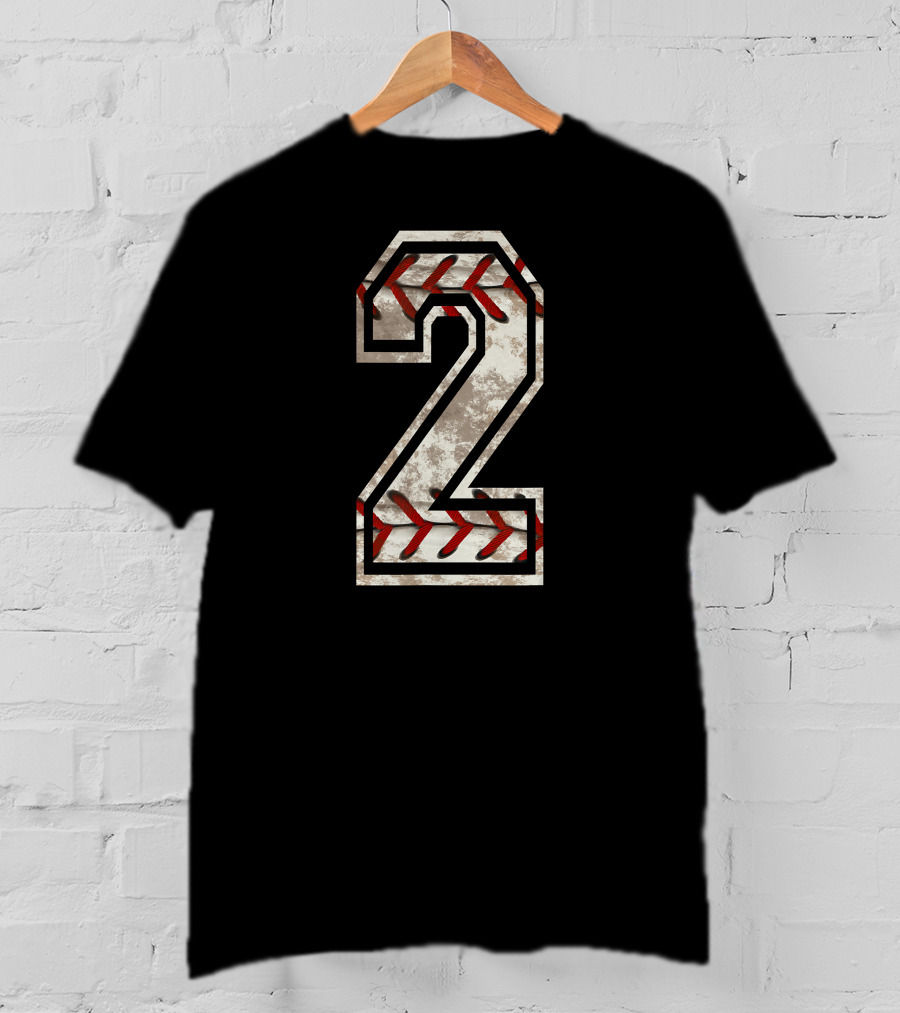 Baseball Number 2 With Stitching T-Shirt