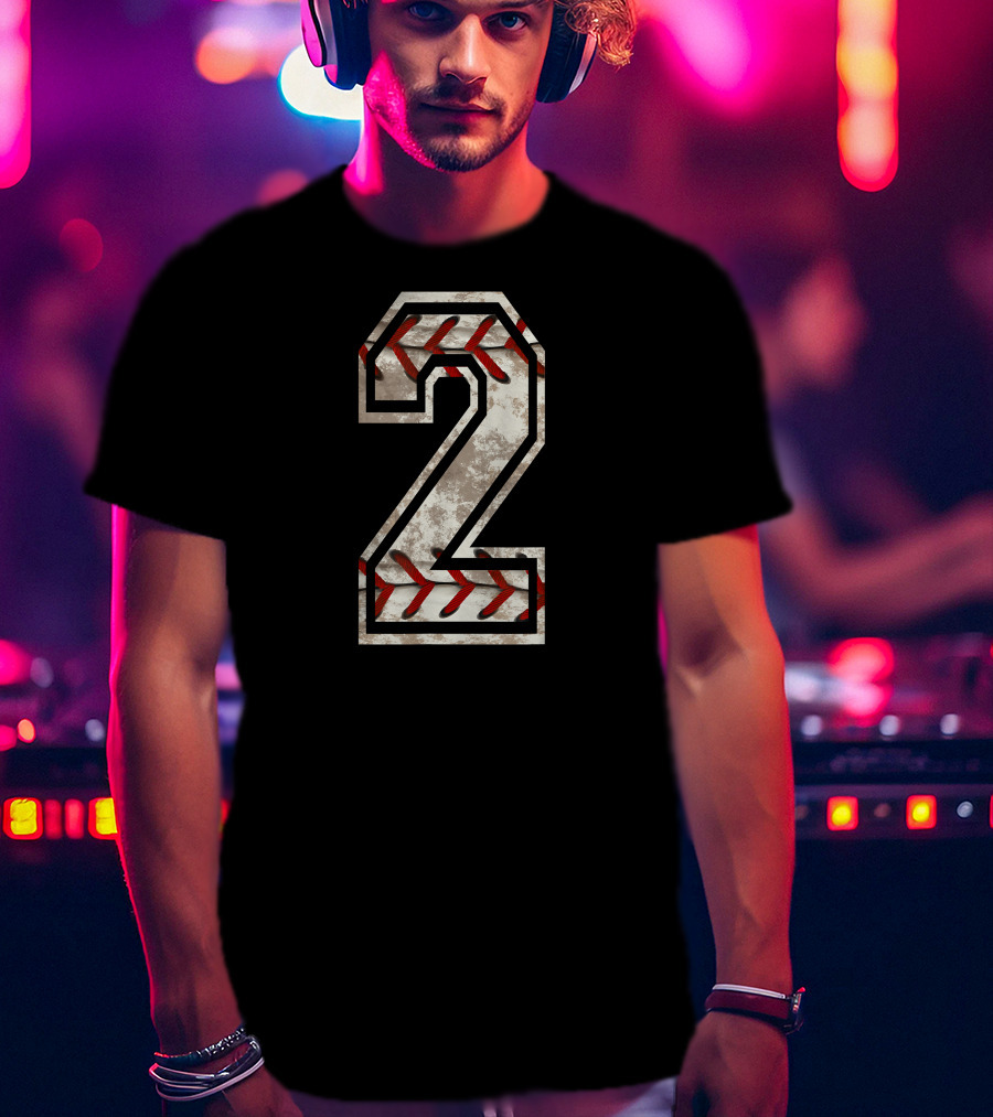 Baseball Number 2 With Stitching T-Shirt