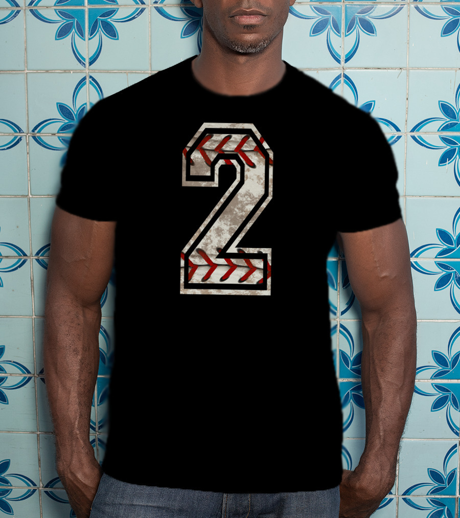 Baseball Number 2 With Stitching T-Shirt