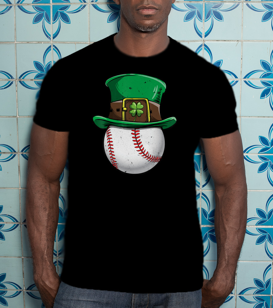 Leprechaun Hat Baseball With Shamrock Stitching T-Shirt