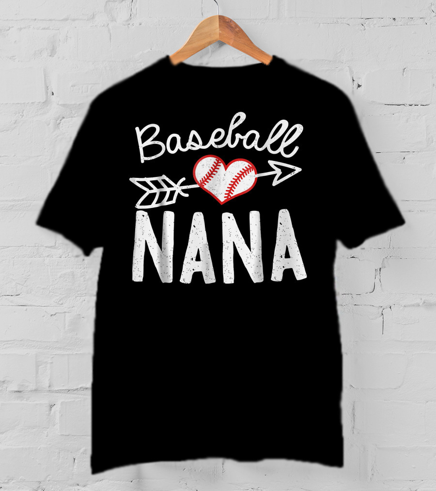 Baseball Nana Heart And Arrow Stitch T-Shirt