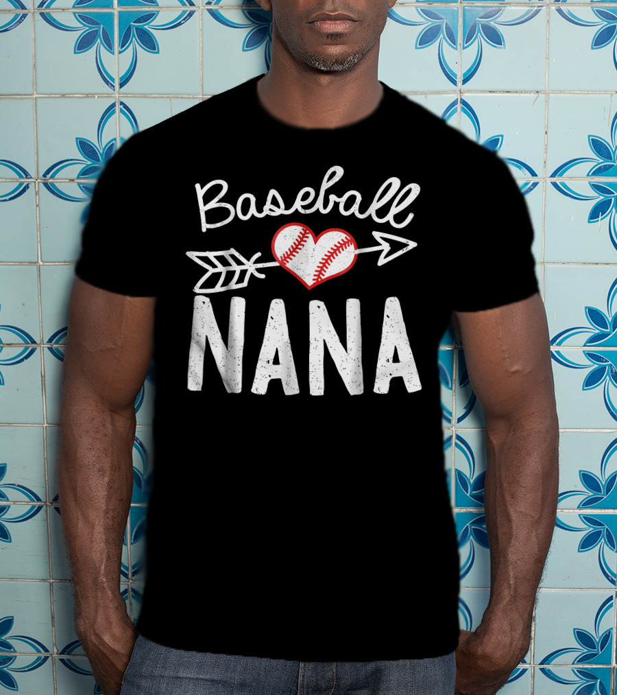 Baseball Nana Heart And Arrow Stitch T-Shirt