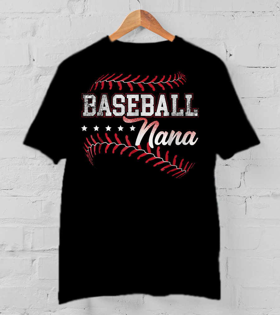 Baseball Nana Baseball Grandma Baseball Stitch T-Shirt