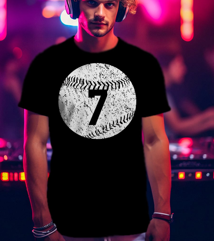 Number 7 Baseball Stitching T-Shirt
