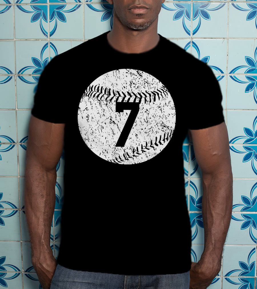Number 7 Baseball Stitching T-Shirt