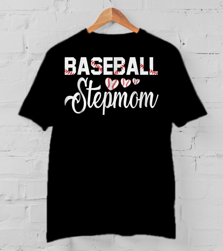 BASEBALL Stepmom Heart Baseballs Icons T-Shirt