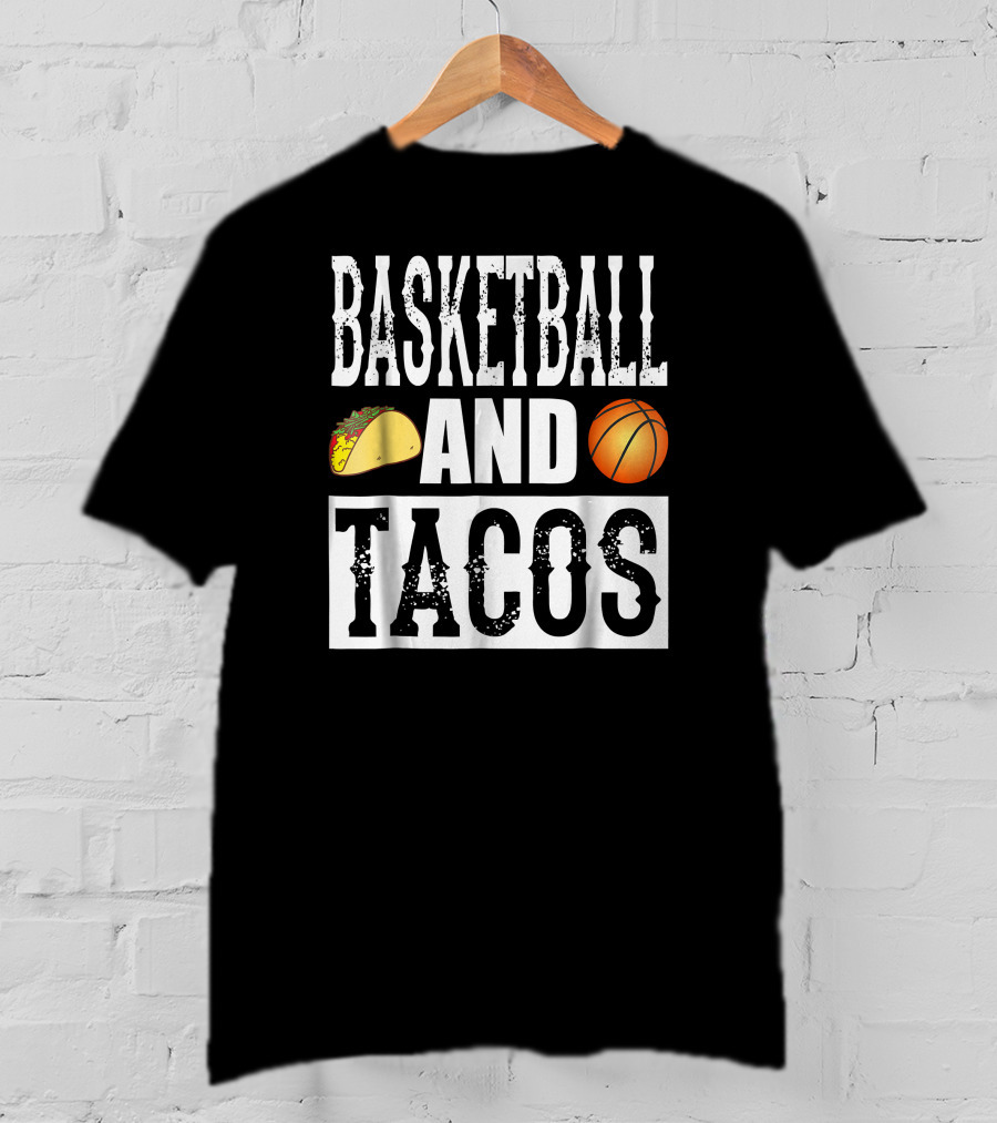Basketball And Tacos Funny Taco With Taco And Basketball Icons T-Shirt