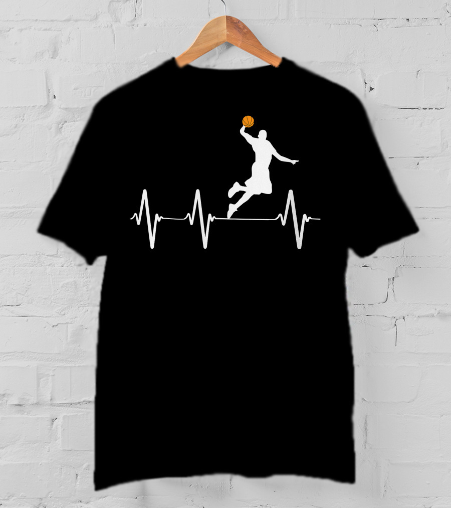 Basketball Dunk Heartbeat Silhouette Pulse T-Shirt