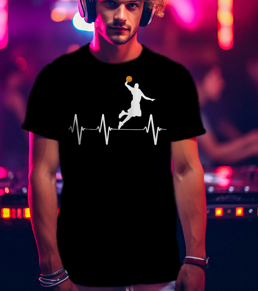 Basketball Dunk Heartbeat Silhouette Pulse T-Shirt