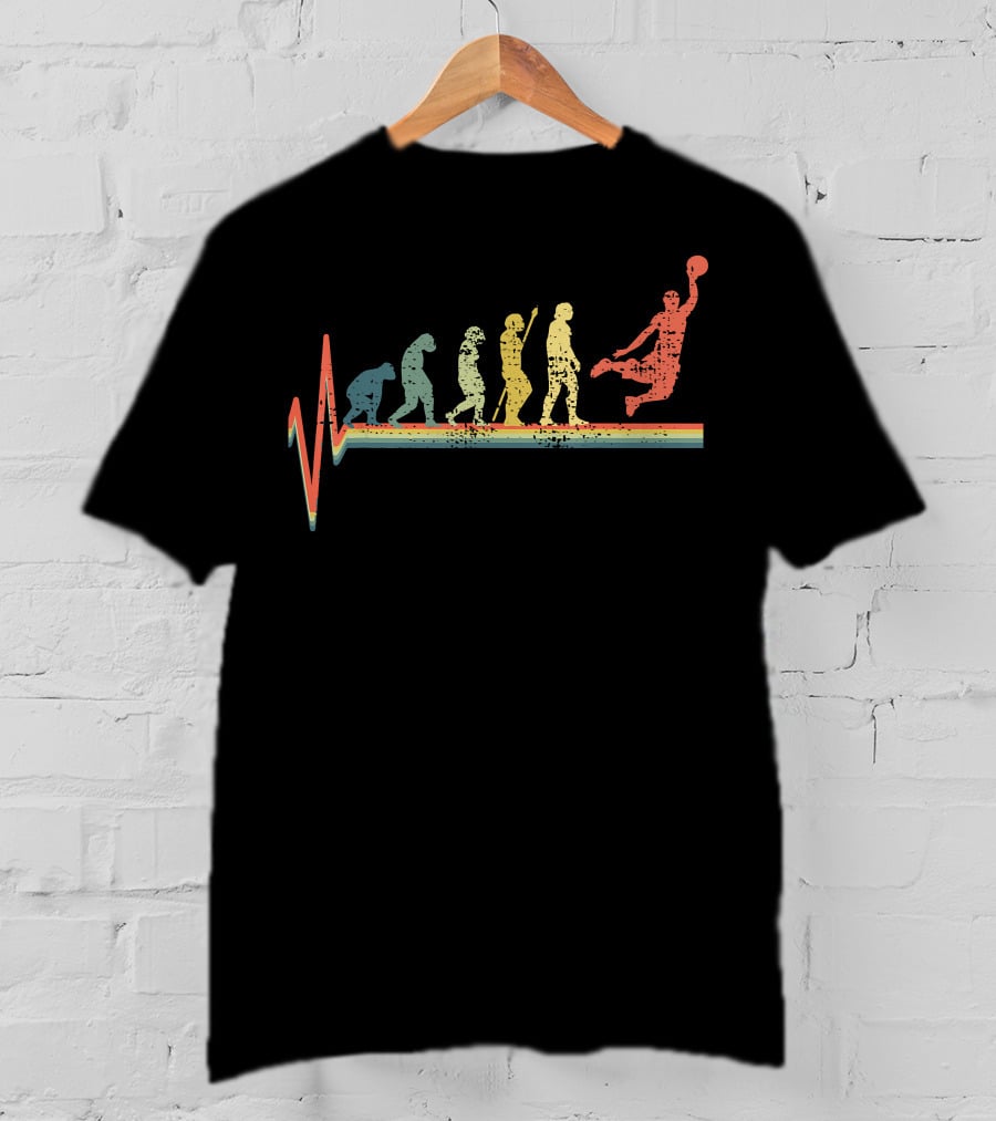 Basketball Heartbeat Dunkin Evolution Stages T-Shirt