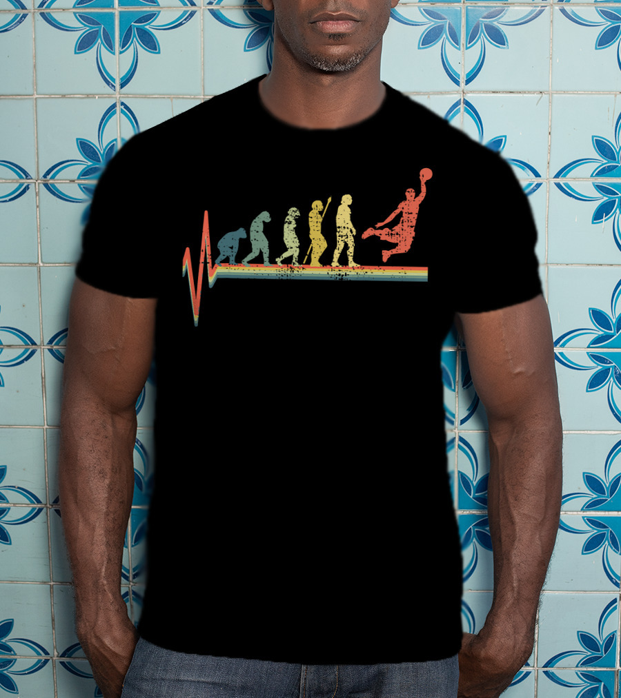 Basketball Heartbeat Dunkin Evolution Stages T-Shirt
