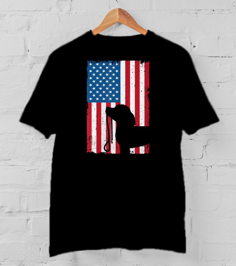 Beagle Silhouette American Flag Patriotic T-Shirt