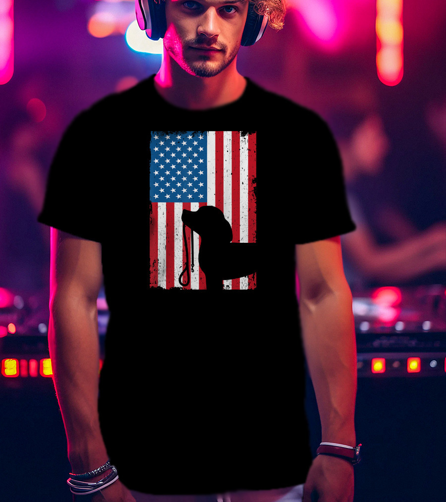 Beagle Silhouette American Flag Patriotic T-Shirt