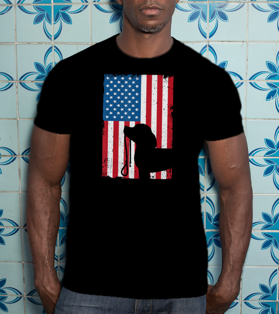 Beagle Silhouette American Flag Patriotic T-Shirt