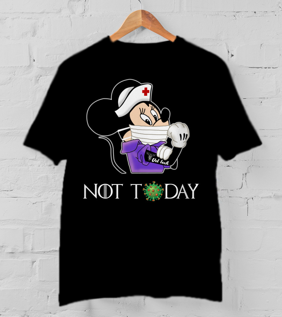 Vet Tech Not Today Nurse Costume Cartoon Character T-Shirt