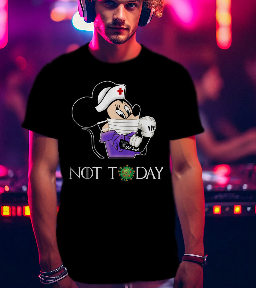 Vet Tech Not Today Nurse Costume Cartoon Character T-Shirt