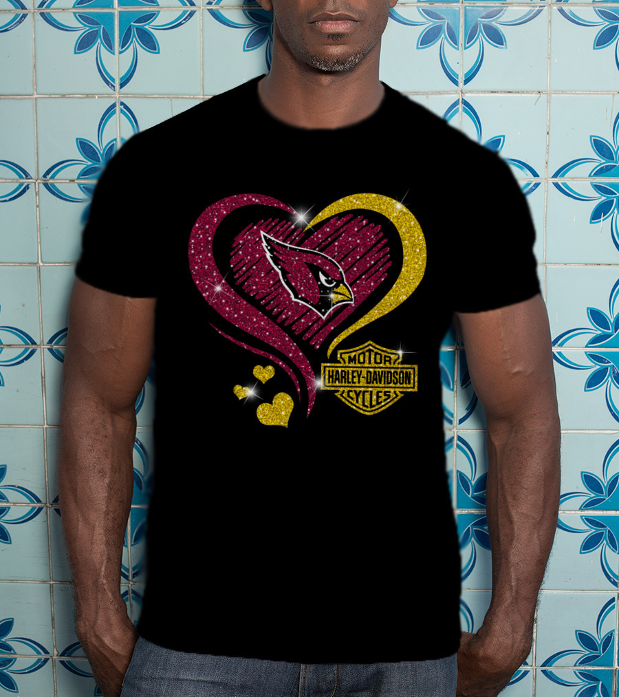Arizona Cardinals Harley Davidson Heart T-Shirt